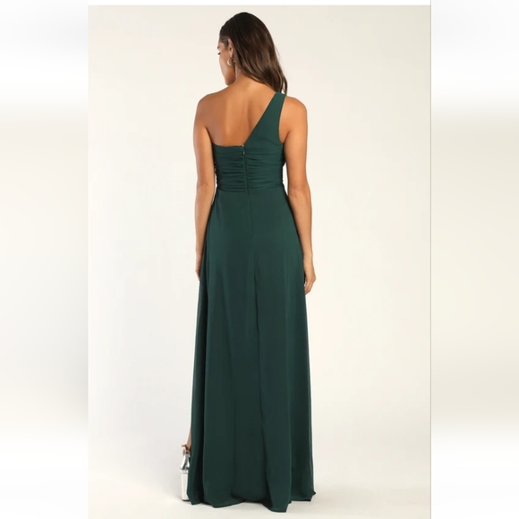 Lulu's Always Enamored Emerald Green One-Shoulder Maxi Dress - Picture 4 of 7
